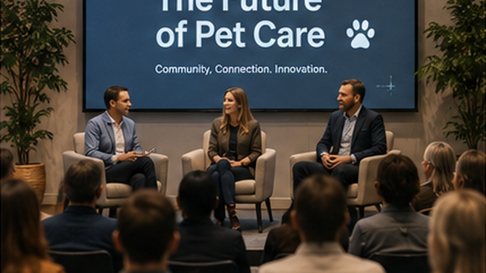 Pet industry professionals take part in a panel discussion about the future of pet wellness and technology.